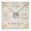 To My Wife Necklace — Lucky in Love Pendant with Message Card | Anniversary Gift for Wife (Gold Hearts)