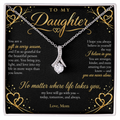 To My Daughter Necklace — Alluring Beauty Pendant with Message Card | Gift for Daughter from Mom (Midnight Gold Hearts)