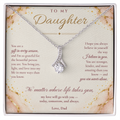 To My Daughter Necklace — Alluring Beauty Pendant with Message Card | Christmas Gift for Daughter (Love, Dad – Blush Marble)