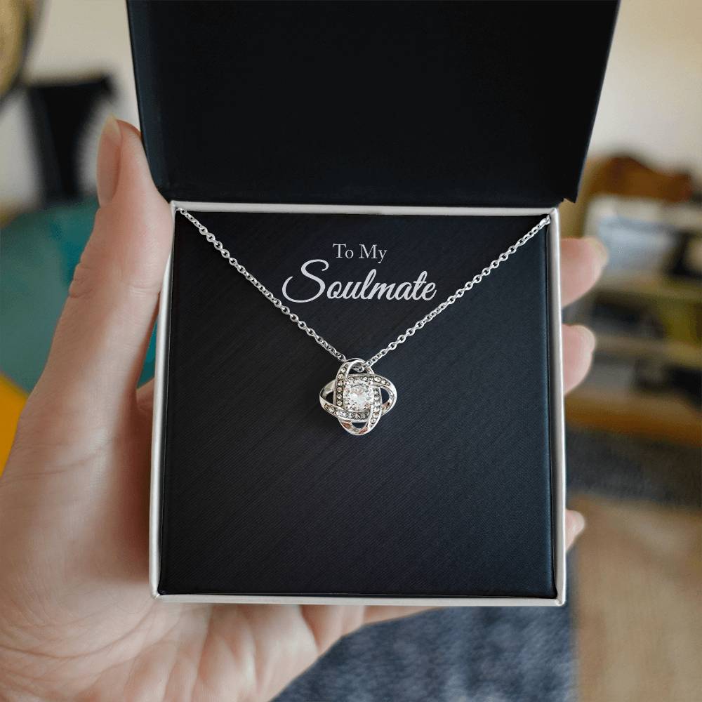 To My Soulmate Necklace — Love Knot Pendant with Message Card | Romantic Gift for Her