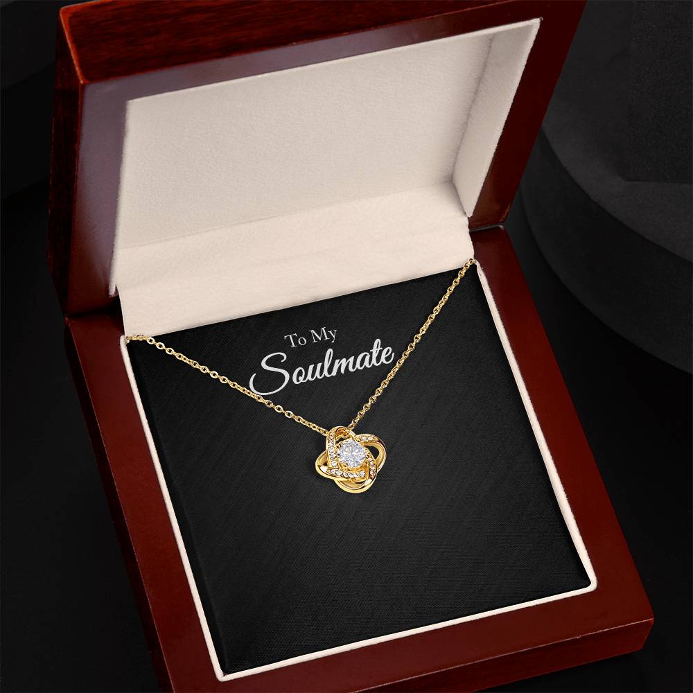 To My Soulmate Necklace — Love Knot Pendant with Message Card | Romantic Gift for Her