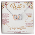 To My Wife Necklace — Interlocking Hearts Pendant with Message Card | Anniversary Gift for Wife