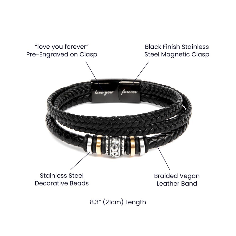 To My Man Bracelet — Leather Bracelet with Message Card | Christmas Gift for Him (There's No Man Like You)