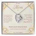 To My Mom Necklace — Forever Love Heart Pendant with Message Card | Christmas Gift for Mom (From Daughter – Gold Hearts)
